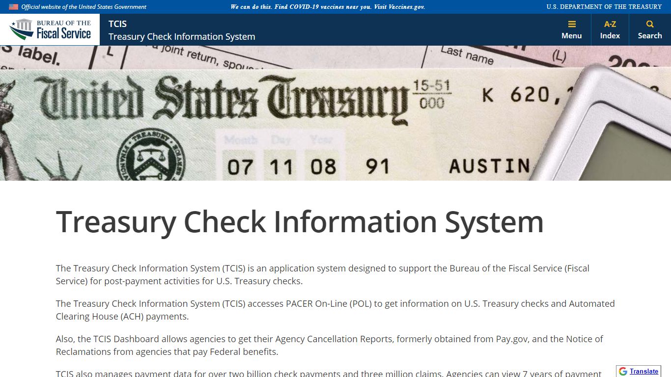 Treasury Check Information System - Bureau of the Fiscal Service